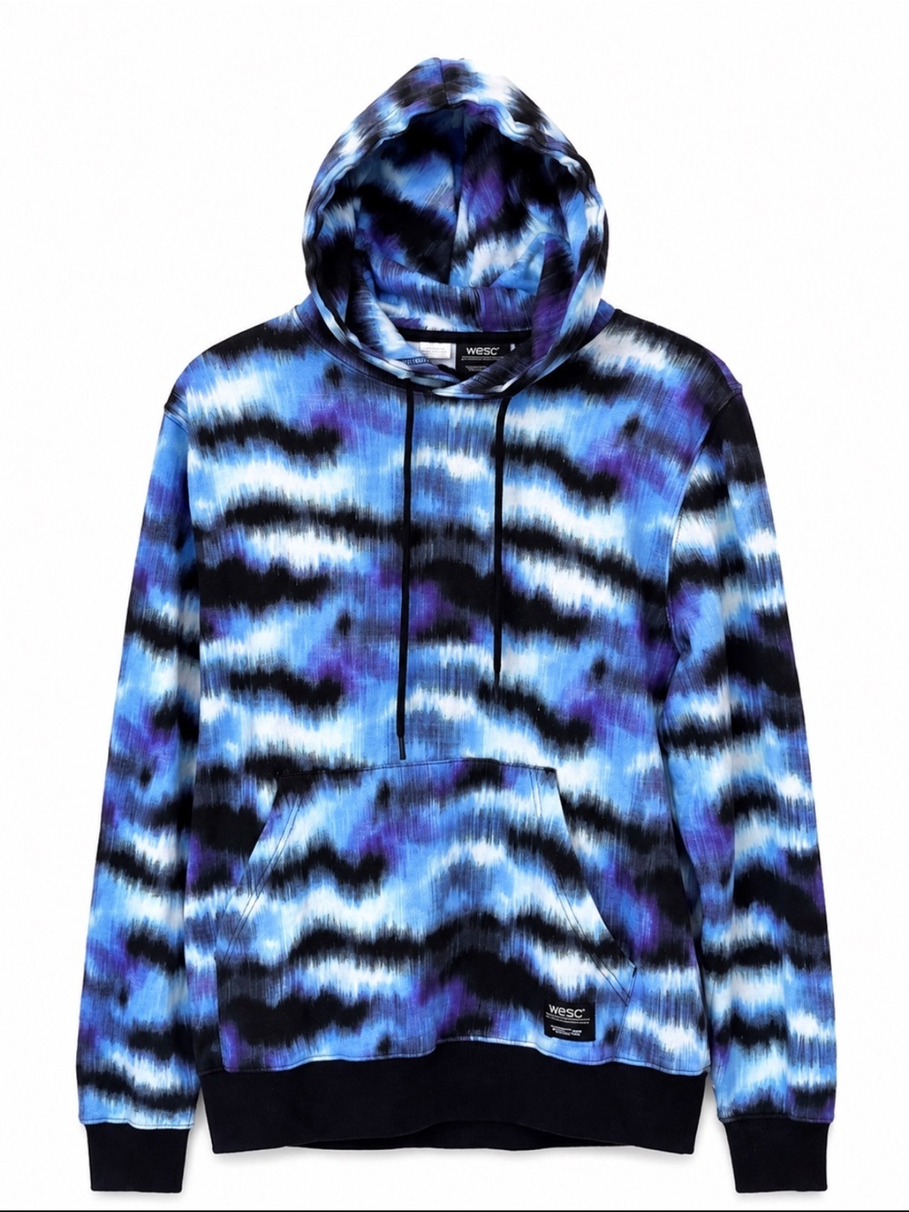 NWT! WeSC Mike Digital Static Pullover Hoodie Blue Purple Abstract Print Small